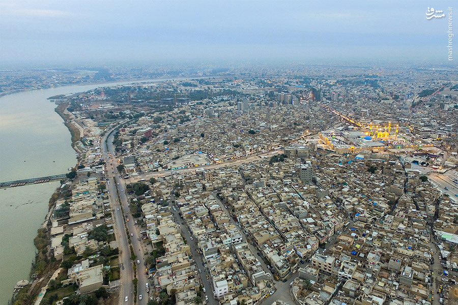 تصویر هوایی زیبا از حرمین شریفین کاظمین